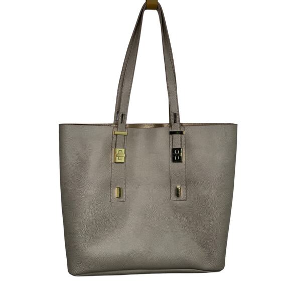 India Hicks Gray Pebble Leather Adjustable Length Strap Solitaire Tote Bag - Picture 15 of 16